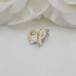 2 tones Solid 14k Reversible Huggies Earrings - Baguette CZ - Modern Gold Jewelry - Perfect gift