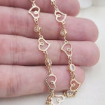 Solid 14k Gold Cursive Hearts Bracelet