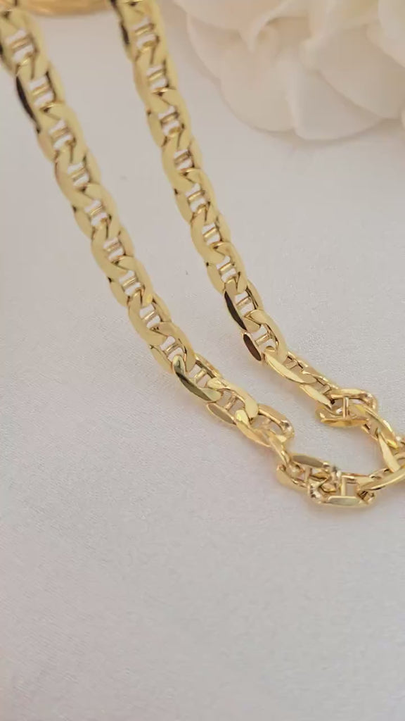 REAL 14k Gold 6.2mm Thick Mariner Chain - Perfect Gift - Fine & Elegant - Christmas, Birthday, Anniversary Gift