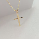14k Gold Polished Cross Mirror Necklace - 14", 16", 18", 20" - Perfect Gift For Her - Modern Fine Jewelry