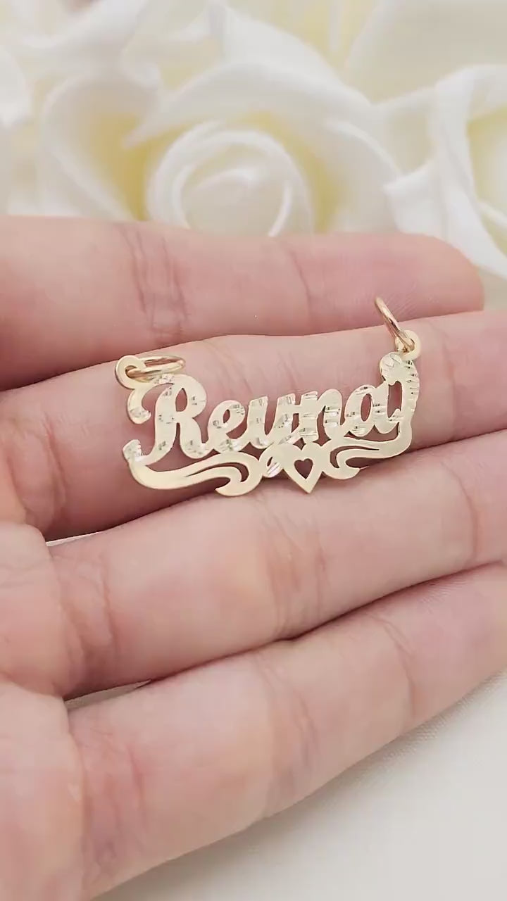 Solid 14K Gold Personalized Heart NamePlate