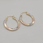 14k Tritones Gold Diamond Cut Hoop Earrings - lightweight and Versatile - For Her - Fine jewelry - Perfect Gift