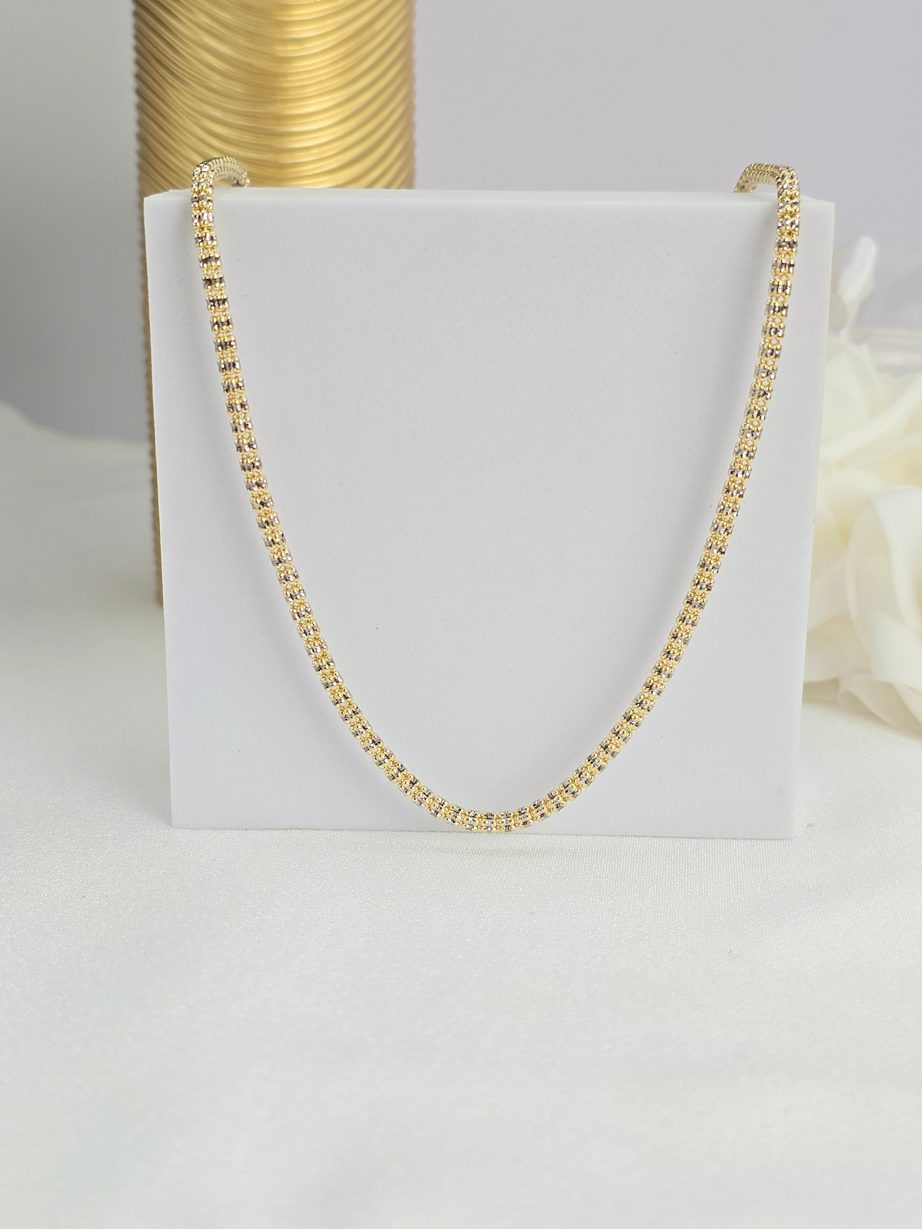 14k 2 Tones Ice Chain - 3.3mm