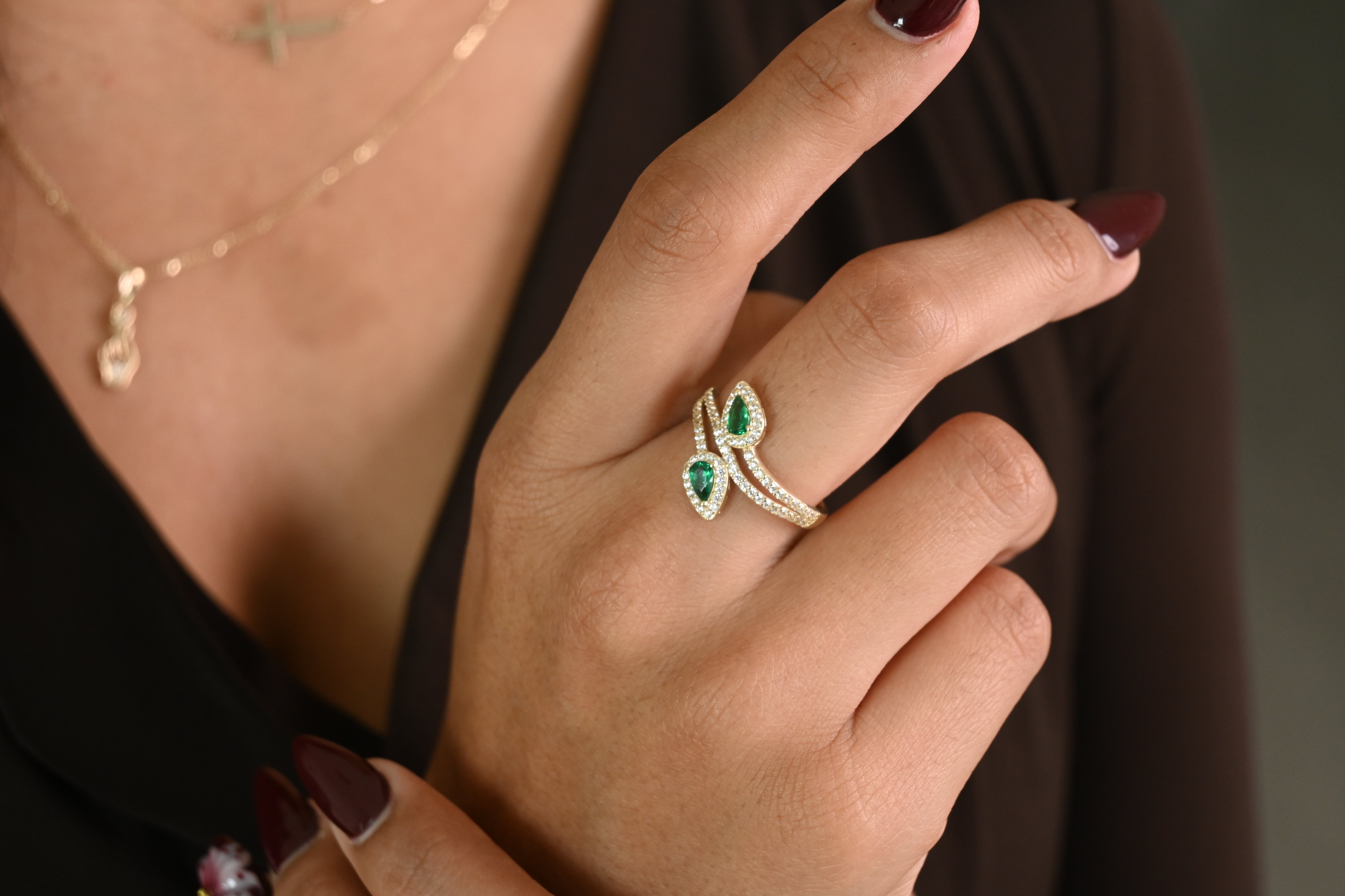 14k Simulated Emerald Ring
