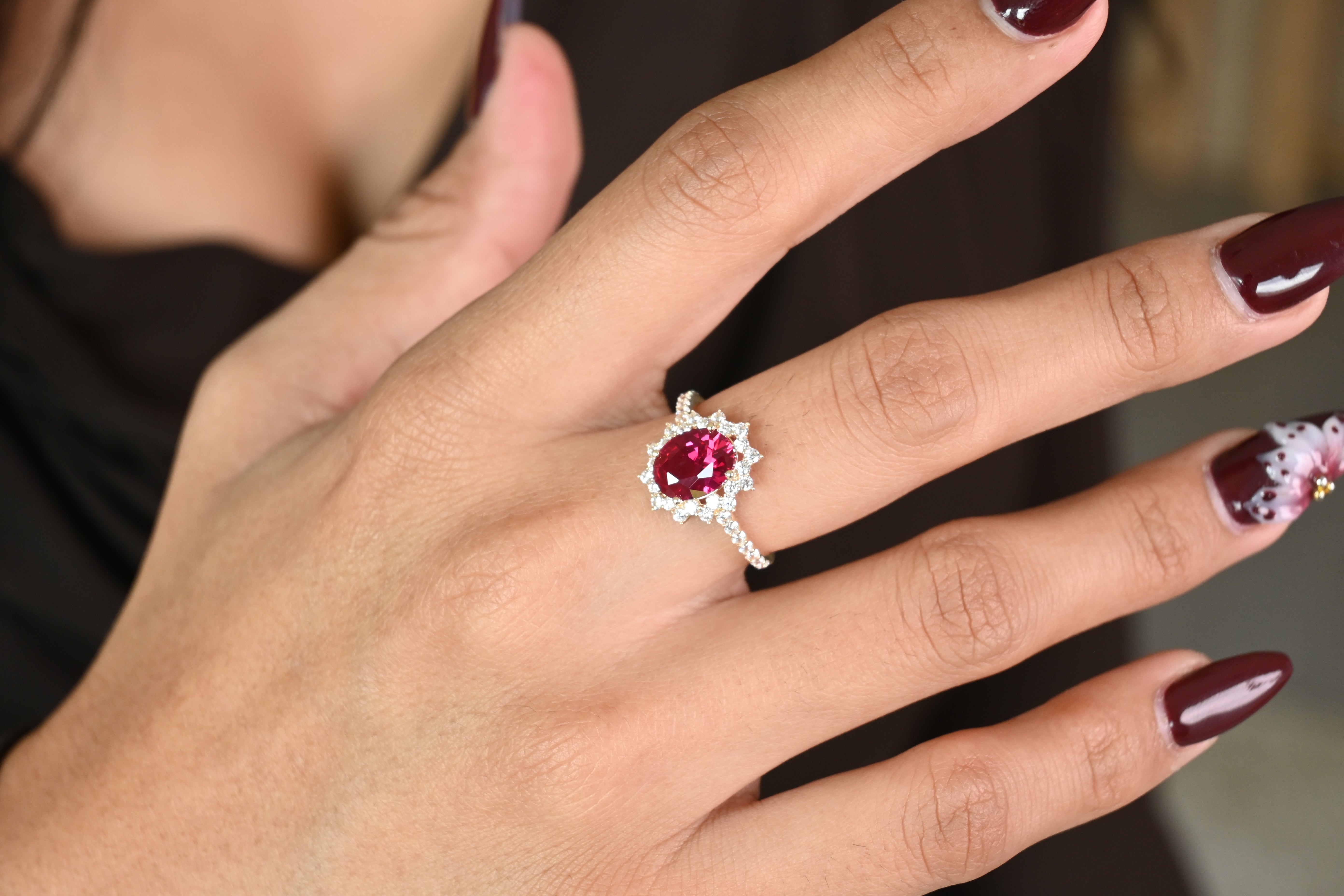 14k Sunburst Ruby Ring