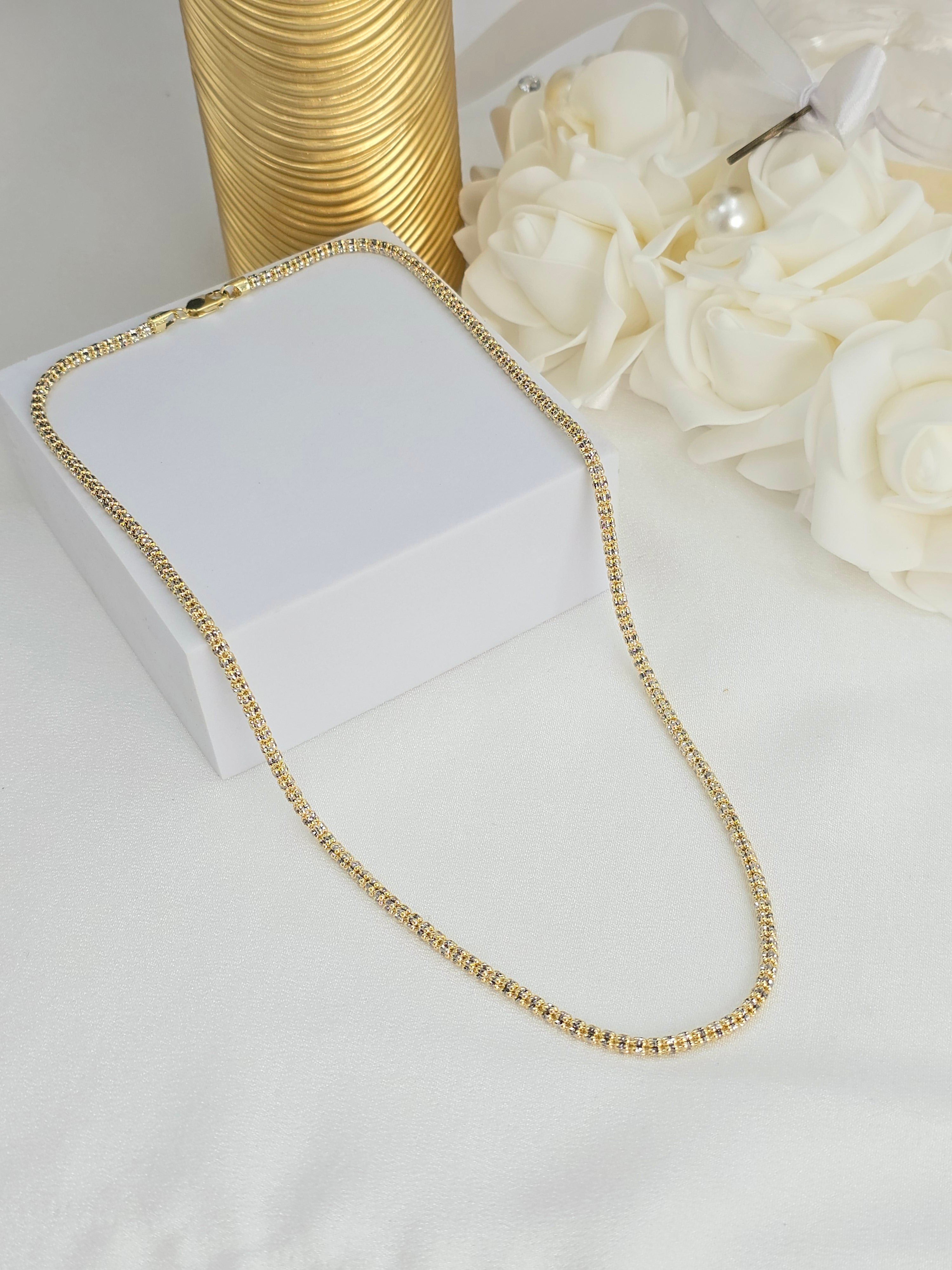 14k 2 Tones Ice Chain - 3.3mm