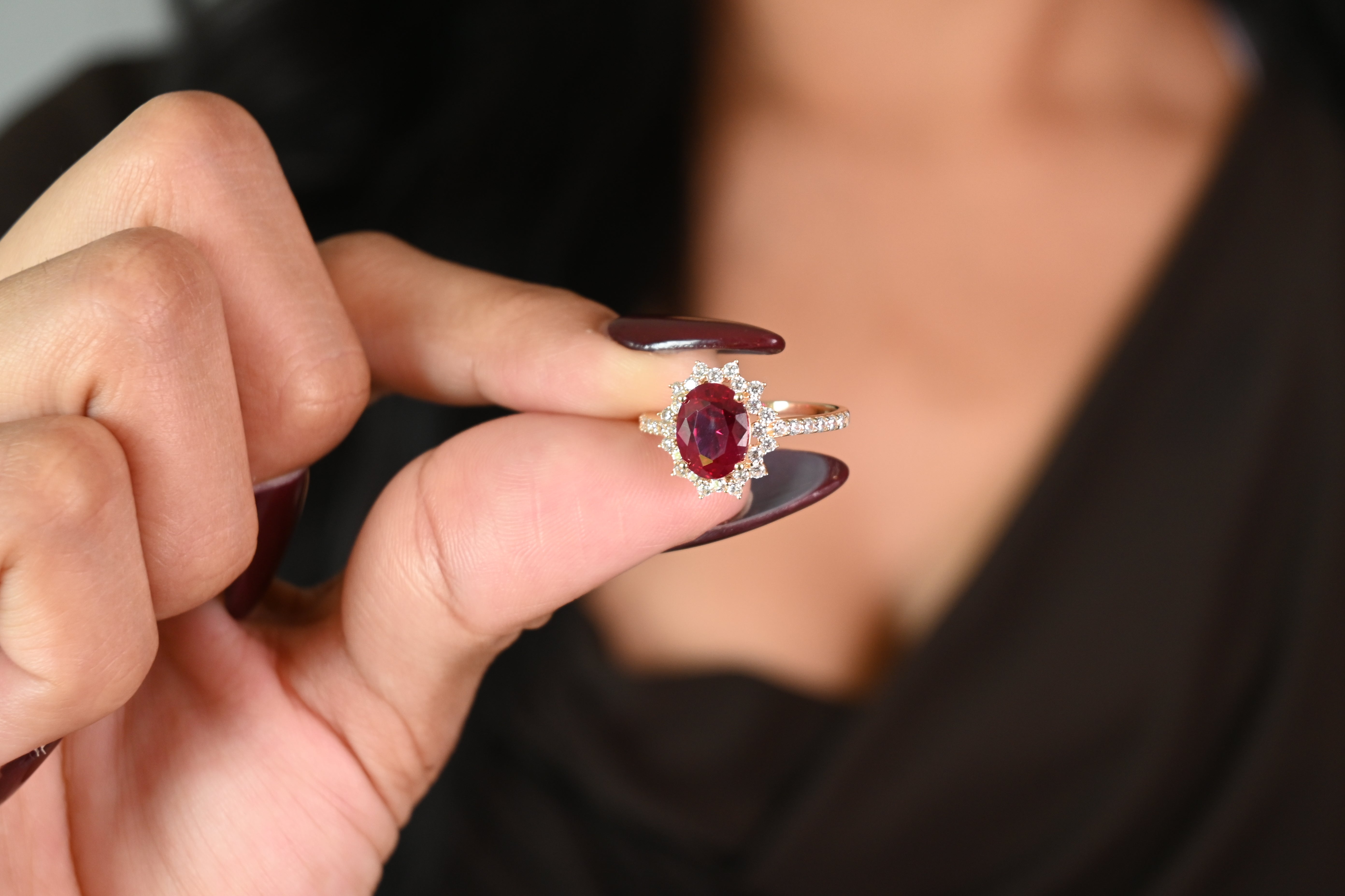 14k Sunburst Ruby Ring