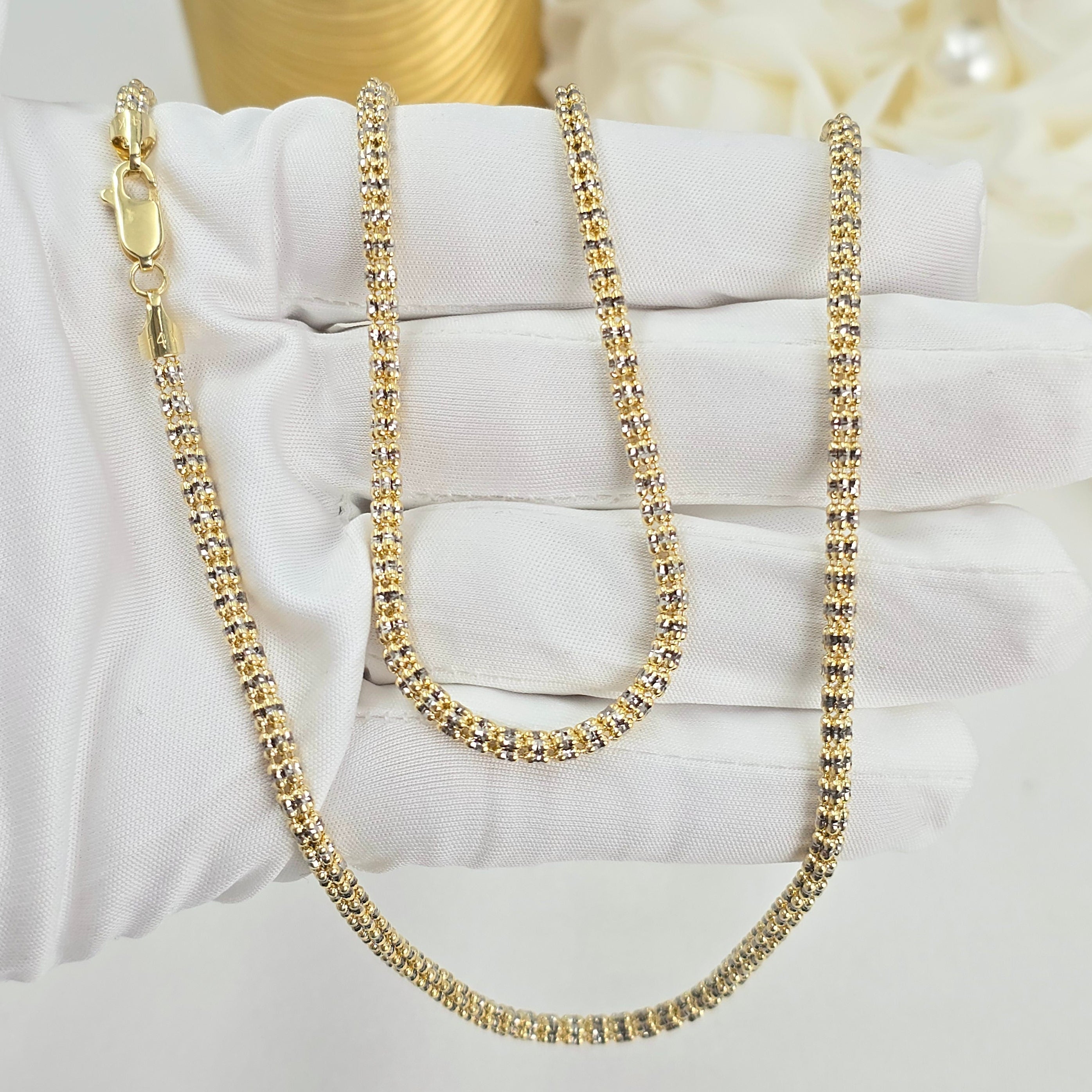 14k 2 Tones Ice Chain - 3.3mm