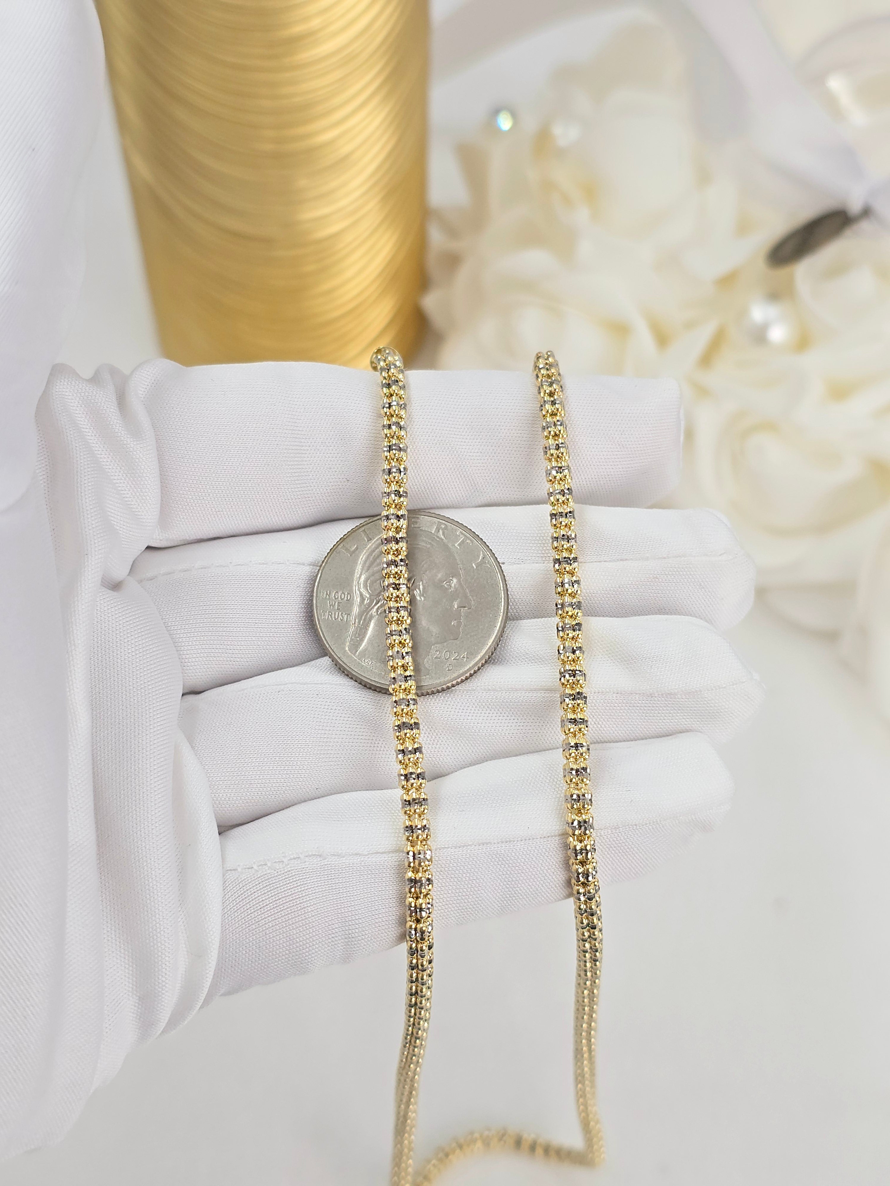 14k 2 Tones Ice Chain - 3.3mm