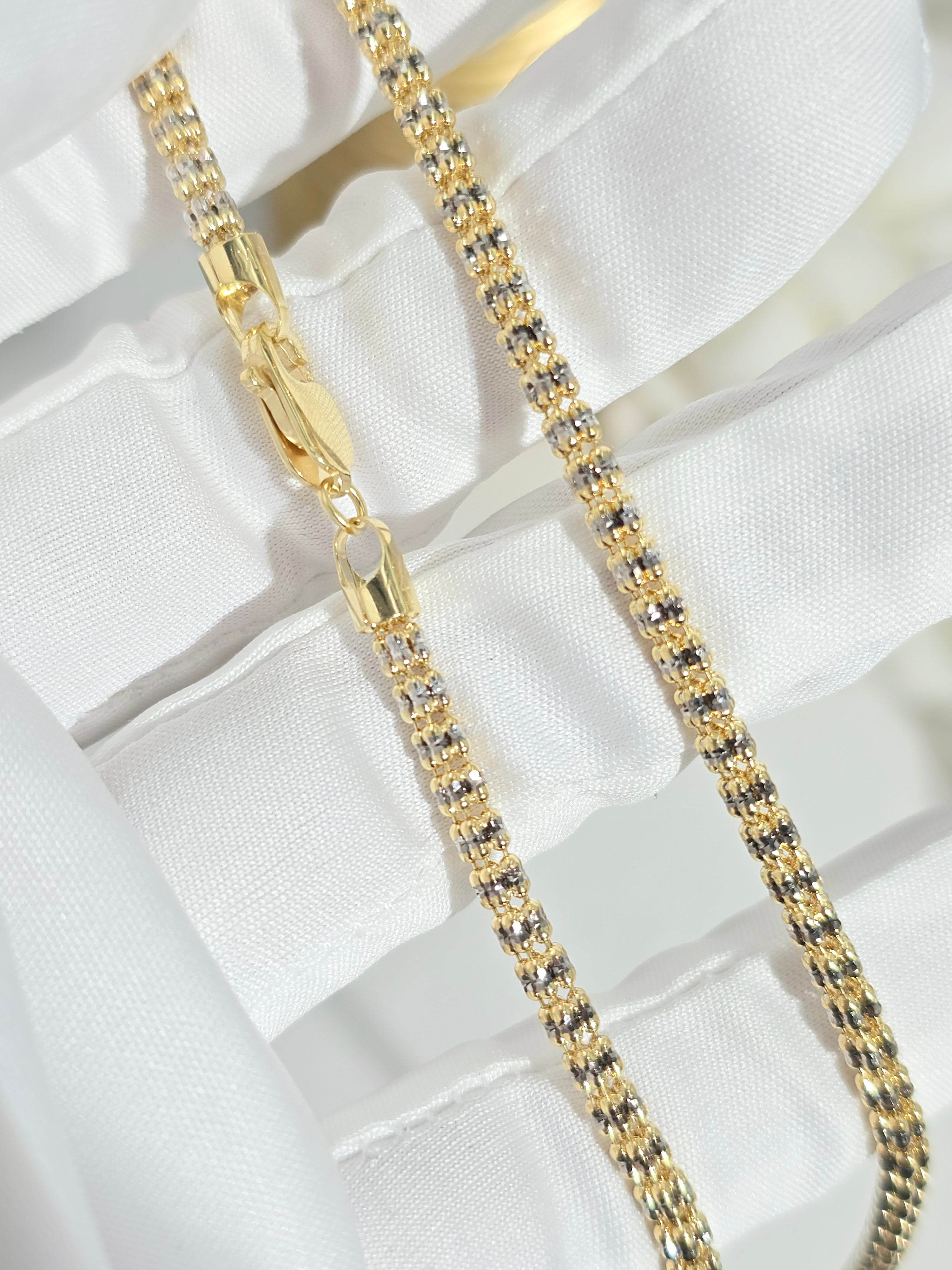 14k 2 Tones Ice Chain - 3.3mm
