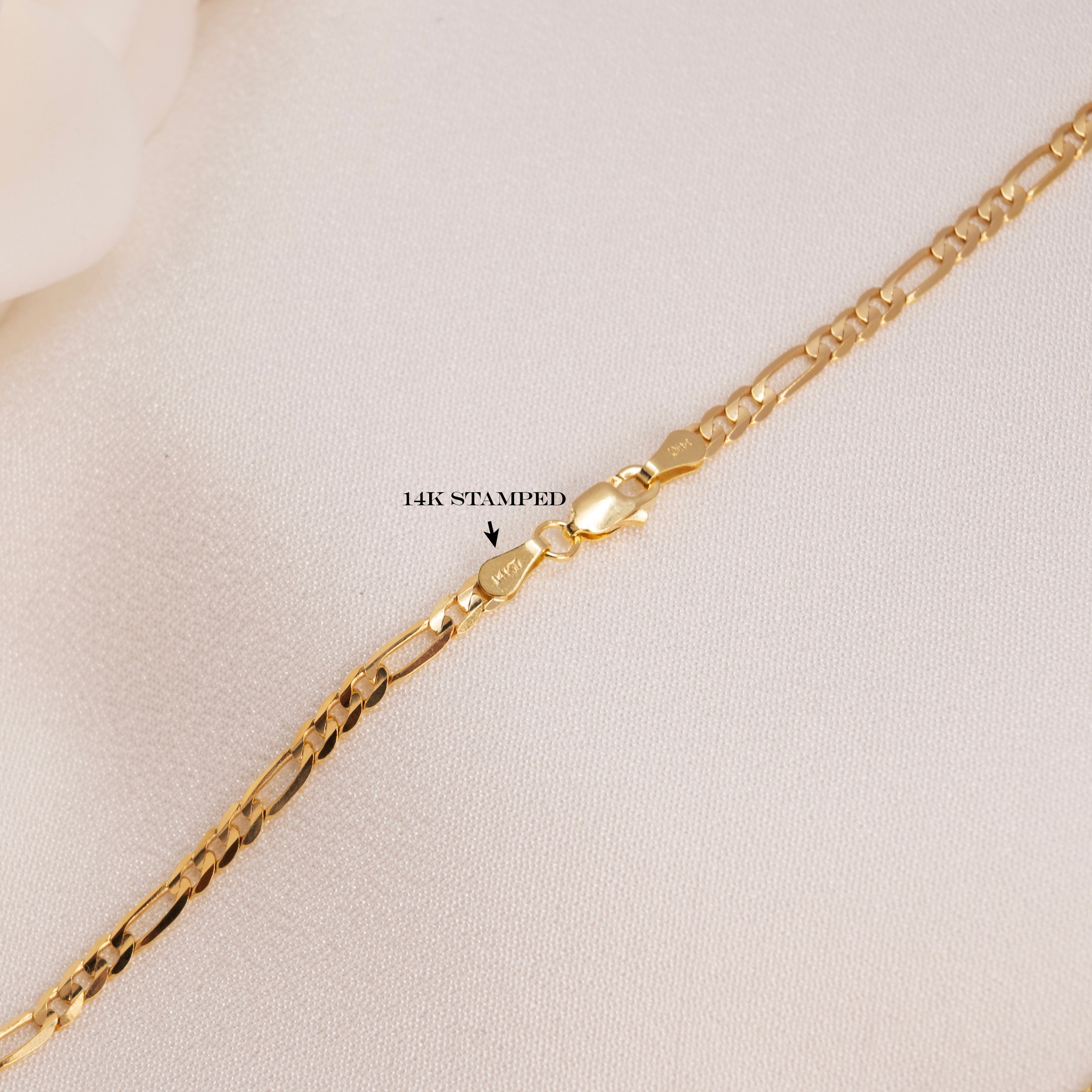 14k 3mm Close Link Figaro
