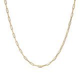 Solid 14k Dainty Paperclip Chain Necklace - Charm Necklace - For Her - Shiny & Versatile