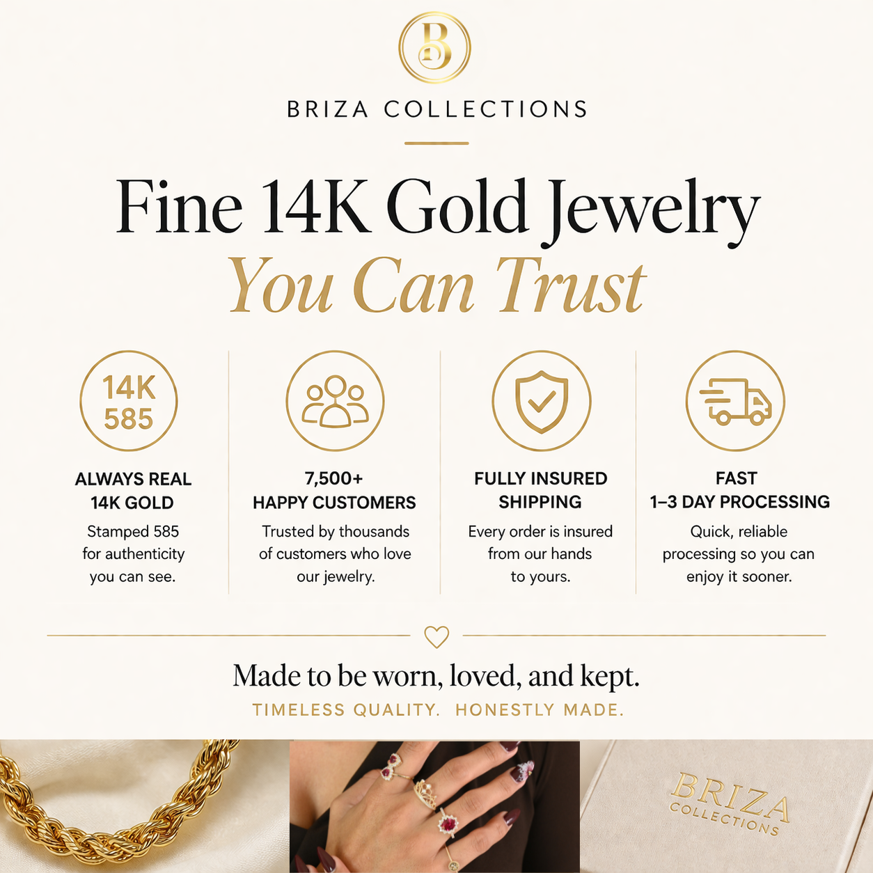 14k Paperclip Bead Bracelet