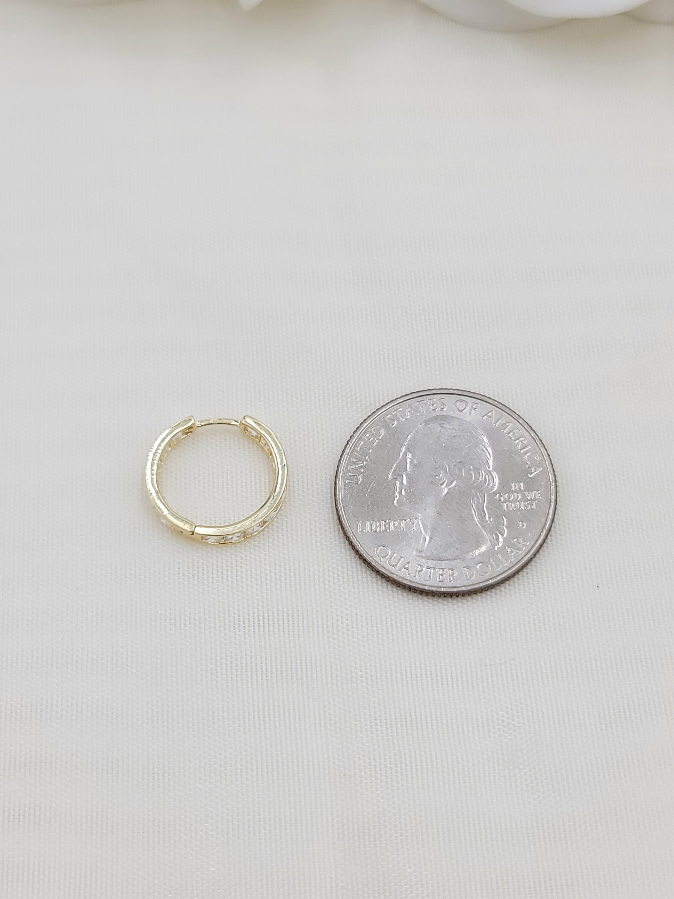 Solid 14k Gold 2.5mm Round CZ Huggies Earrings - For Her - Modern Jewelry