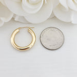 25MM Real 14k Gold Polished Hoop Earrings - 4MM Thick - Fine Jewelry - For Her