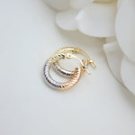 Real 14k Tricolor Gold Small Hoop Earrings - 3mm Thick - 15mm - Perfect gift for her - Dainty chubby hoops - Diamond Cut